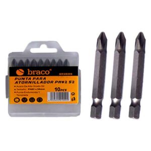 Punta p/atornillador phillips 2 x 50 mm S2 (x 10 uds.)