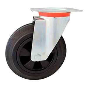 Rueda PP y goma 200 mm base giratoria p/ contenedor