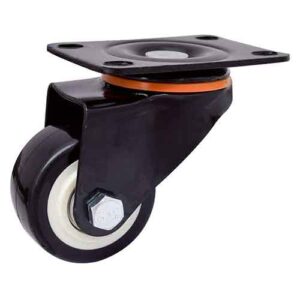 Rueda PVC negra 65 mm base giratoria (2 rulemanes)