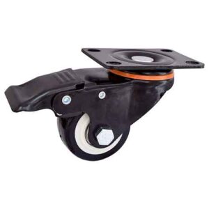 Rueda PVC negra 65 mm base gir. y freno (2 rulemanes)