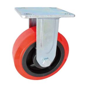 Rueda PP/ PVC rojo base fija 100 mm 2 rulem. 6202