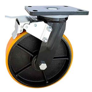 Rueda heavy hierro pu 250 mm con freno 170 x 130 mm