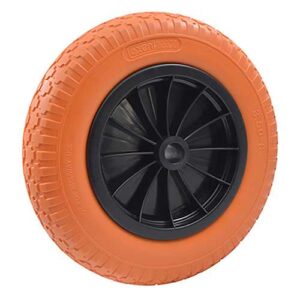 Rueda negra semi neum. 375 mm naranja (3.50-4") buje 26 mm