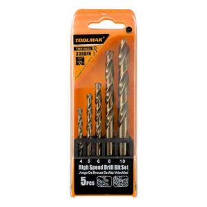 Juego mechas acero rapido 5 pcs. (4 , 5, 6, 8 y 10 mm)